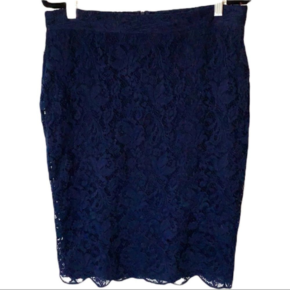 Venus Navy Lace Pencil Skirt Sz M